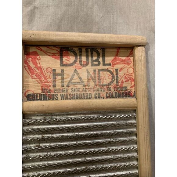 Washboard Vintage Home Decor Dubl Handi-Columbus Ohio Wash Board 18" X 8 1/2" - Picture 2 of 7